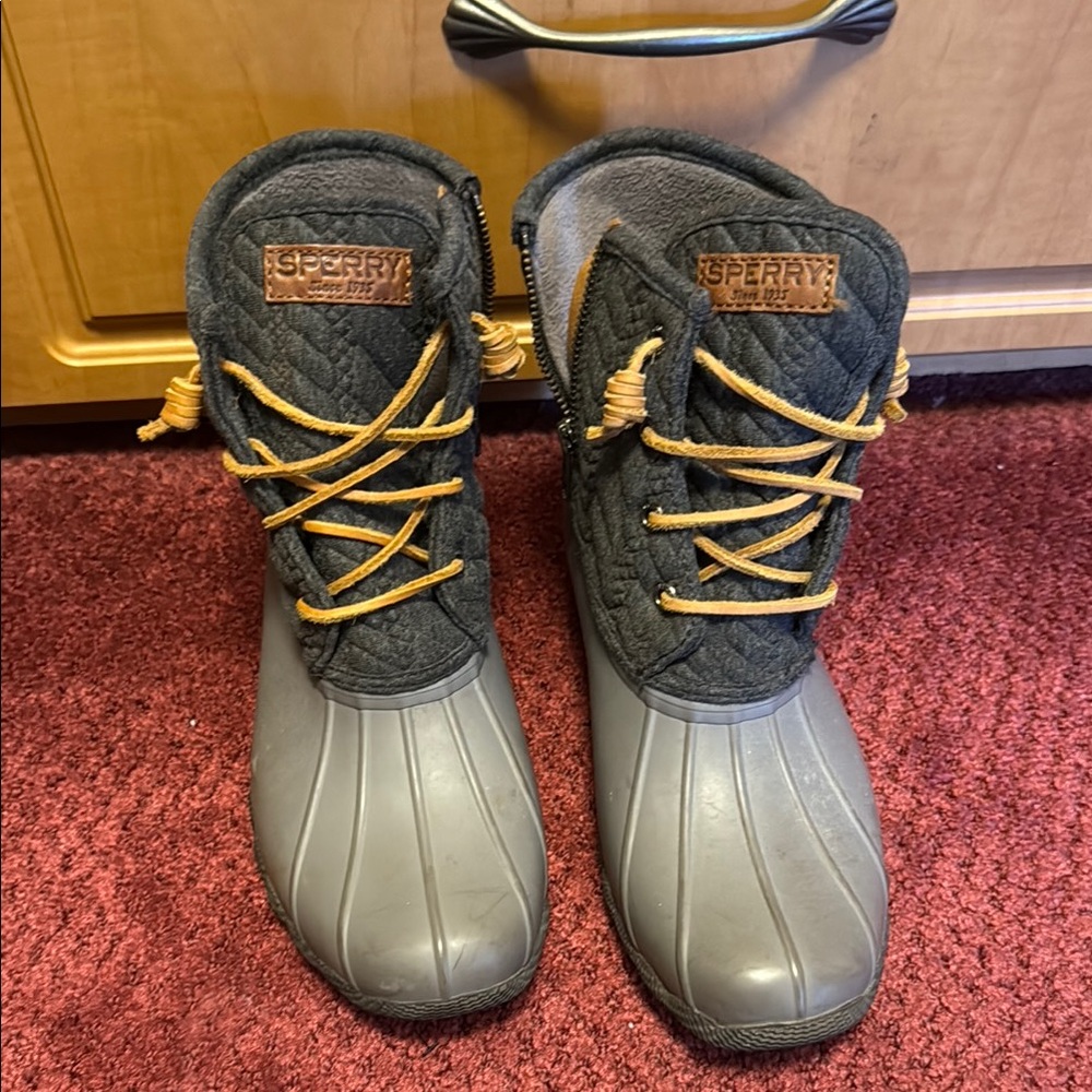 Sperry Gray and Tan Duck Boots